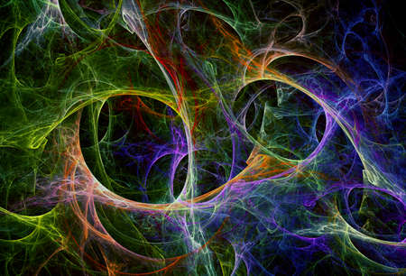 Abstract fractal computer generated composition with various geometrical shapesの写真素材