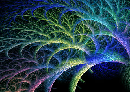 Abstract multicolored spiral fractal pattern. Computer generated graphics.の写真素材