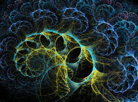 Abstract multicolored spiral fractal pattern. Computer generated graphics.の写真素材