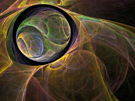 Abstract multicolored spiral fractal pattern. Computer generated graphics.の写真素材