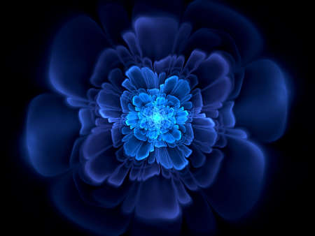 Abstract flower compute generated image on black backgroundの写真素材