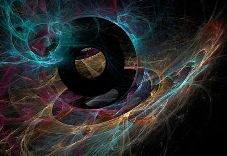 Abstract fractal computer generated composition with various geometrical shapesの写真素材