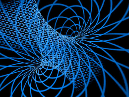 Three dimensional composition of glowing squares, lines and shape elements  in space. Science and...