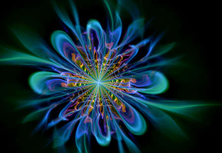 Abstract flower compute generated image on black background