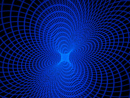 Three dimensional composition of glowing squares, lines and shape elements  in space. Science and technology concept. Fractal geometry.の写真素材