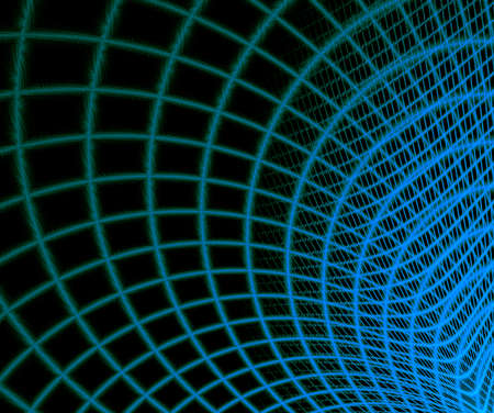 Three dimensional composition of glowing squares, lines and shape elements  in space. Science and technology concept. Fractal geometry.の写真素材