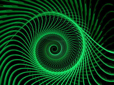 Abstract green spiral fractal pattern. Computer generated graphics.の写真素材