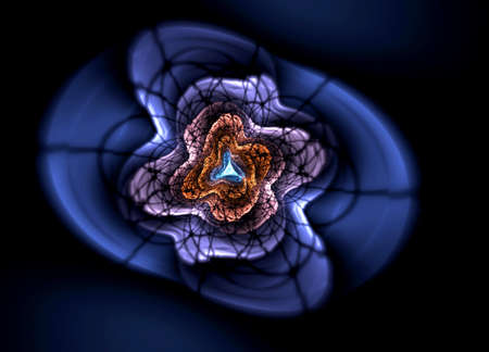Abstract flower compute generated image on black background