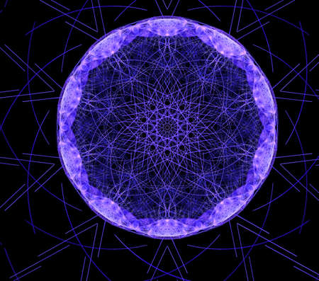 Abstract fractal computer generated composition with various geometrical shapes