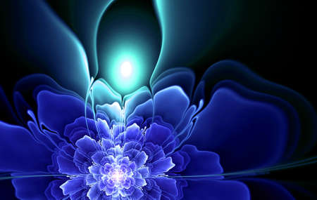 Abstract flower compute generated image on black backgroundの写真素材