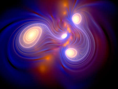 Abstract fractal computer generated composition with various geometrical shapes
