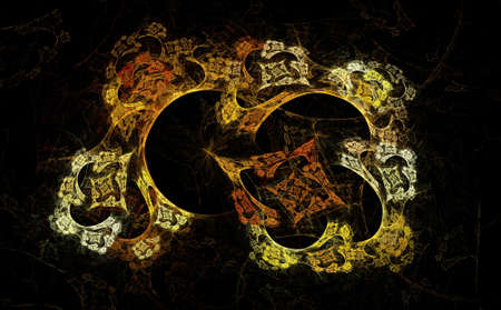 Abstract fractal computer generated composition with various geometrical shapes