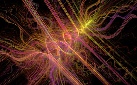 Abstract fractal computer generated composition with various geometrical shapes