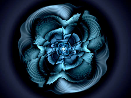 Abstract flower compute generated image on black backgroundの写真素材