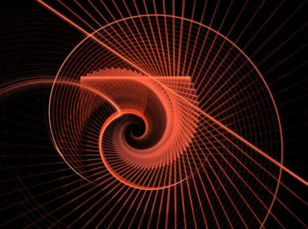 Abstract fractal computer generated composition with various geometrical shapes