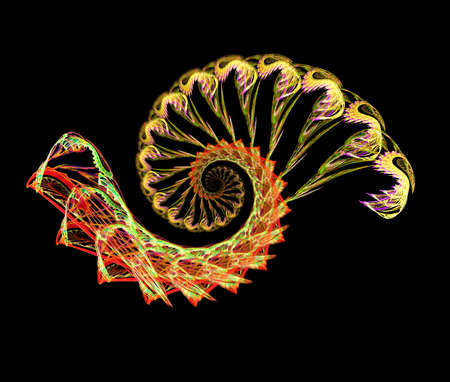 Abstract multicolored spiral fractal pattern. Computer generated graphics.の写真素材