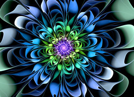 Abstract flower compute generated image on black background