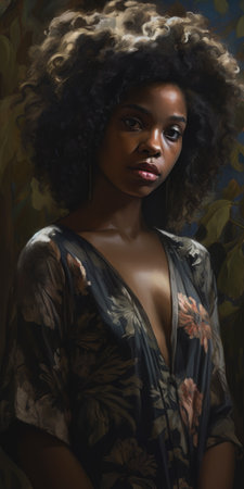 Beautiful african american woman with afro hairstyle., generative aiの素材