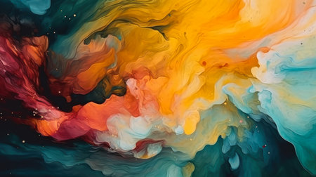 abstract background with colorful spots of paint on the water.  rendering, generative aiの素材