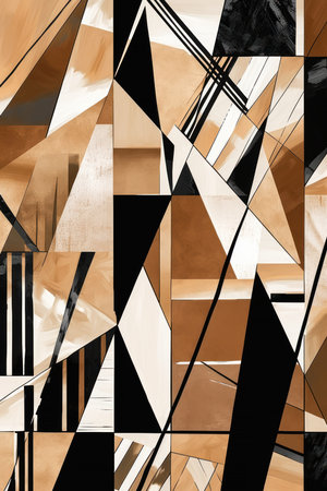 abstract background with geometric shapes in brown, black and beige colors, generative aiの素材