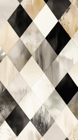 Abstract black and white checkered background with grunge texture., generative aiの素材