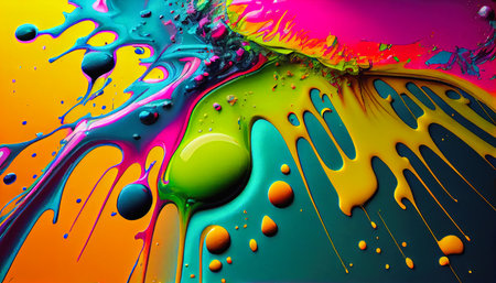 Colorful oil drops on water surface. Abstract background for design., generative aiの素材
