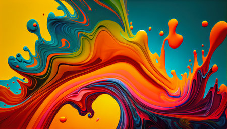 Colorful psychedelic liquefaction background. Liquid paint mixing in water., generative aiの素材