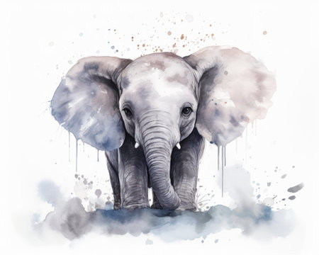 cute baby animal elephant emotive effect gray anthropomorphic small nose absence makes heart grow fonder concrete big ears deep store, generative aiの素材