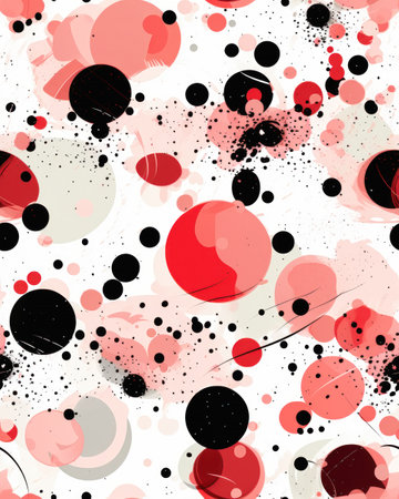playful polka dot pattern reds pinks black closeup abstract circles illustration white pink orbs fine grained shapes old internet, generative aiの素材