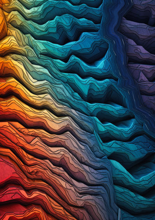 abstract stone strata patterns closeup colored wave pattern wall grey color paper texture brilliant peaks coloring depth map brilliantly sheet, generative aiの素材