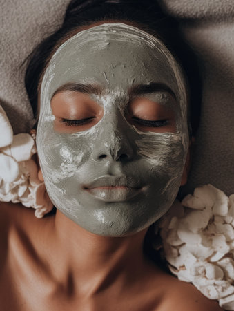 Two women are shown in a Mars Attacks scene. One woman is wearing a facial mask and laying down, while the other woman is wearing a silver silk robe. Both women are covered in mud and greenish liquid.の素材