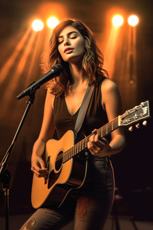 This product creates long distance wide woman guitar microphone front bright key lighting beauty faces consumer electronics still tv series main. It is a great product for those who want to improve their guitar playing skills. The product is easy to use and it is very affordable.の素材