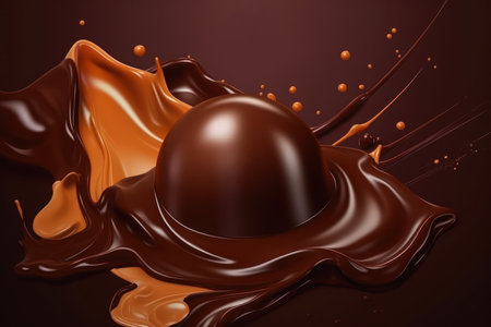 chocolate caramels sauce splash liquid promotional computer otus ultra luxurious theme orbs themed after wine, generative aiの素材