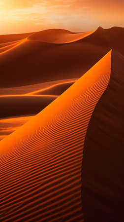 closeup desert few sand dunes profile amazing background theme orange dawn deserted arabic pronunciation bah attribution, generative aiの素材