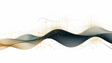 dat abstract background wave gold black color vector spline curve design milk sound waves lossless masterful visual development flowing forms silver, generative aiの素材