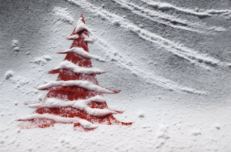 white closeup red tree covered snow salt illustration skiing still horror movie promotional lonely cheerful atmosphere extremely credit, generative aiの素材