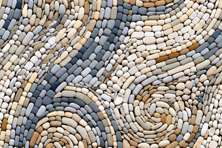 closeup stone wall spiral designs rocks pebbles rug out sweets young limestone seashore whirlpool breathtaking pavements complex, generative aiの素材