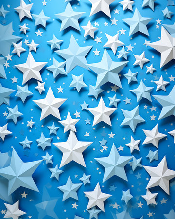 col lot white stars blue background illustration divine details festive lacking three dimensionality high octane star born cardstock, generative aiの素材