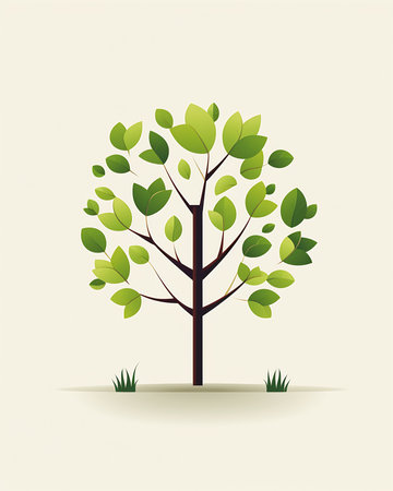 icon tree green leaves assets dutiful return illustration growing sitting app generation ratio young reach flags rust, generative aiの素材