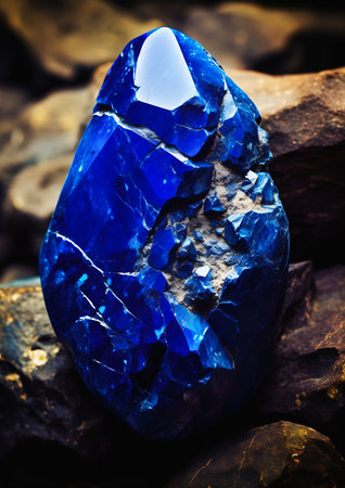 color closeup blue stone white piece rock background metallic scepter visible magic energy iran brimstone portrait listing miners mystery, generative aiの素材