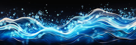 blue wave bubbles gorgeous vast seas vague tube lumens featuring flowing fountains floating powerful zen state patent registry depths light wind ocean dept, generative aiの素材