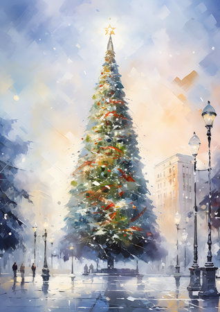tree city park minneapolis book ice canvas deep color large tall simple furry, generative aiの素材