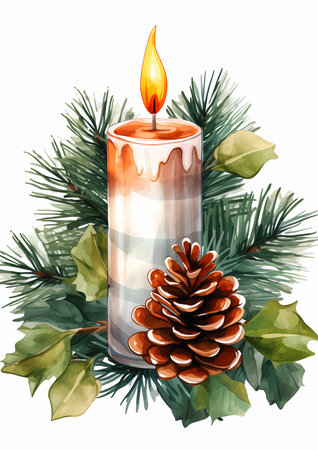 candle pine cone holly leaves coloring pages unity princess lieblich sticker fire november, generative aiの素材