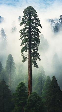 tall tree middle forest still entertainment portrait low ground california solidity eternity lens, generative aiの素材