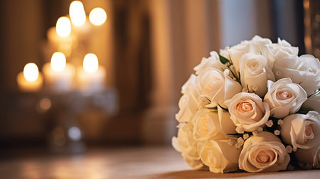 bouquet white roses sitting table business products supplies amazing professional coherent lens royal wedding bright light, generative aiの素材