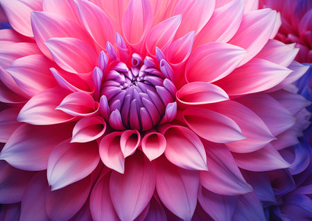 closeup pink flower purple petals interface design wow computer graphics refined giant dahlia head mysterious, generative aiの素材