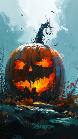 pumpkin witch top streaming faces expressions deep pyro color scary brooding nighttime raid comics xray cut, generative aiの素材
