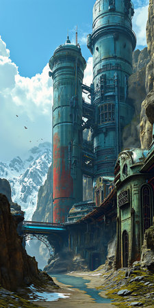 city mountains armor turquoise rust madness computer fallen columns ratchet clank young, generative aiの素材