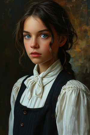 young girl bow tie portrait elf wizard looks talented soft diffuse lighting girls woman antlers profile chinese, generative aiの素材