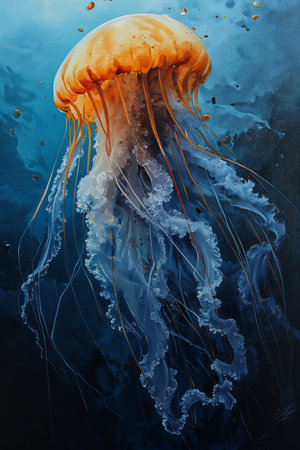 jellyfish ocean lot deep oil bill gallery stunningly, generative aiの素材